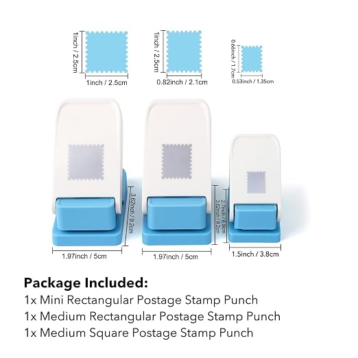 3 Pcs Stamp Punch, 1x0.8inch Medium Stamps Shaped Punch, 1 Inch Square Stamps - Image 4