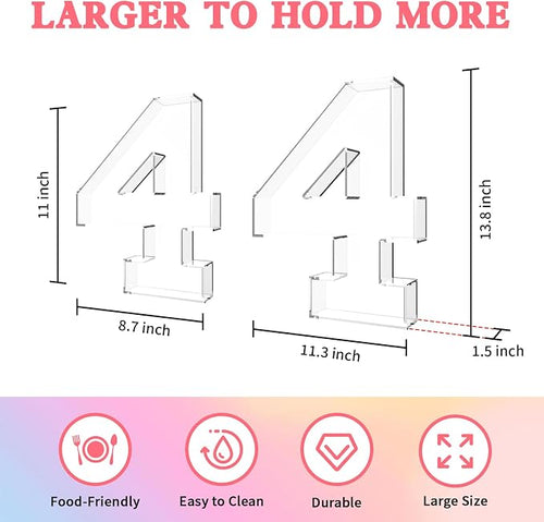 13.8" Acrylic Number Charcuterie Tray, Fillable Number Charcuterie Box - Image 2