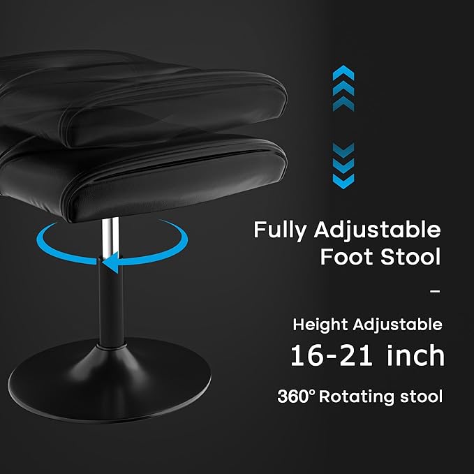 VECELO Foot Rest Under Desk Ottoman, PU Height Adjustable Footrest - Image 3