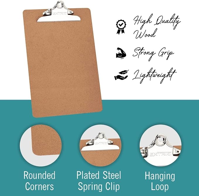6 Clipboards Standard A4 Letter Size, 9x12.5 inch Wooden Clipboard - Image 6