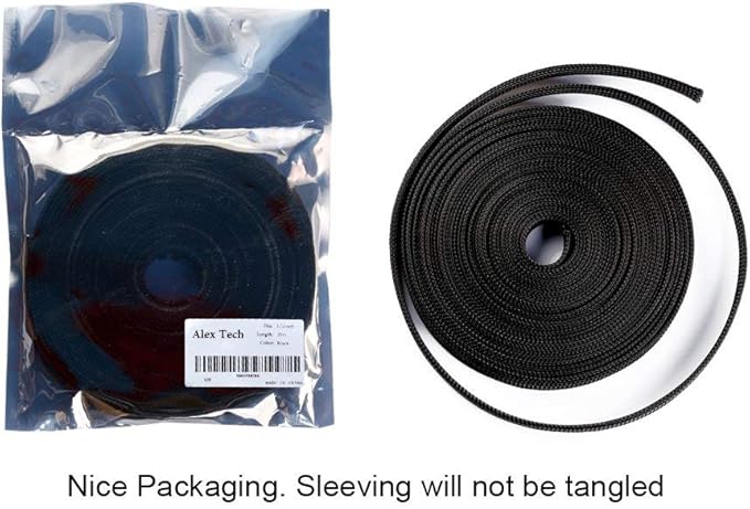 25ft - 3/4 inch PET Expandable Braided Sleeving – Black – Alex Tech Braided - Image 6