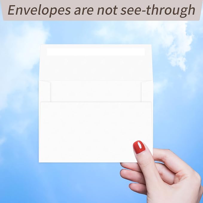 100 Packs White 4x6 Envelopes for Invitation Card, A6 Small Envelopes Self Seal - Image 4