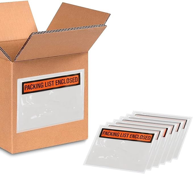 PSBM 1000 PCS 5.5 x 10 Inch Orange Panel Face Packing List Enclosed Envelopes by PackagingSuppliesbymail