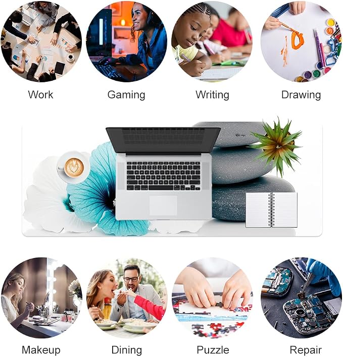QiyI Desk Pad, Non-Slip PU Leather Desk Blotter Protector, Kids Floral Print - Image 7