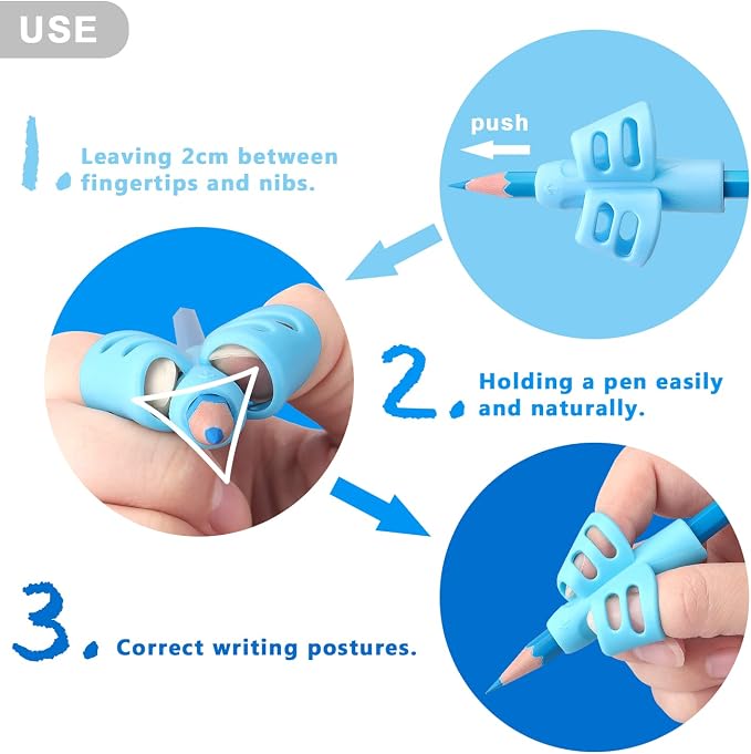 6 Pack Pencil Grips for Kids Handwriting Pencil Grippers, Pencil Writing Aid - Image 3