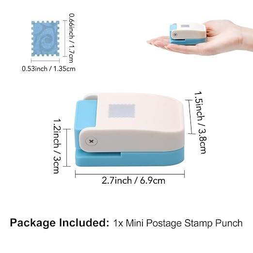 Mini Size Stamp Punch, 0.6x0.5 Inch MINI Postage Stamps Punch, Portable Lever - Image 2