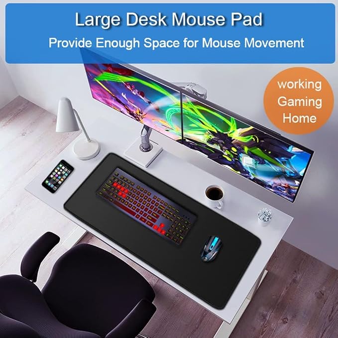 Large Mouse Pad, 35.42x15.7 inch Large Gaming Non-Slip Mousepad, Water Resist - Image 6