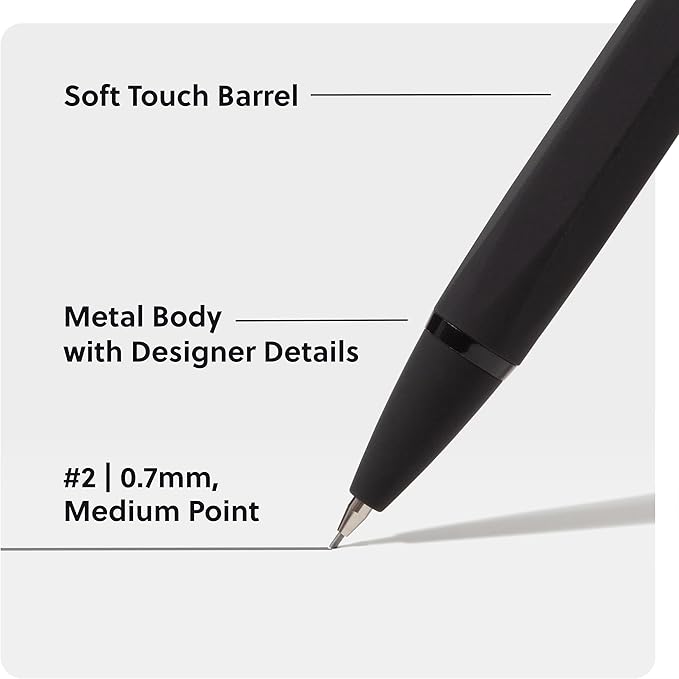 U Brands Cambria Mechanical Pencils, Midnight Black, Soft Touch, Medium Point - Image 3