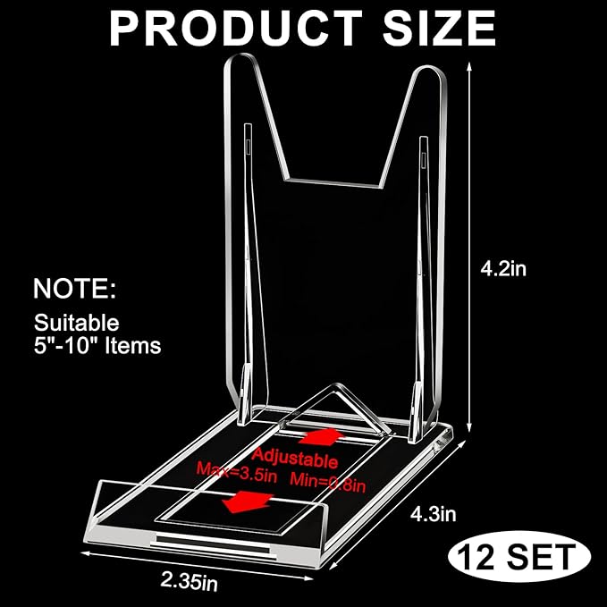 12 Pack Acrylic Book Stand for Display Adjustable Clear Display Holder Easel - Image 2