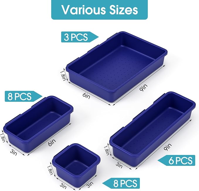 25 PCS Drawer Organizer Set, 4 Size Makeup Drawer Divider Organizer - Image 2