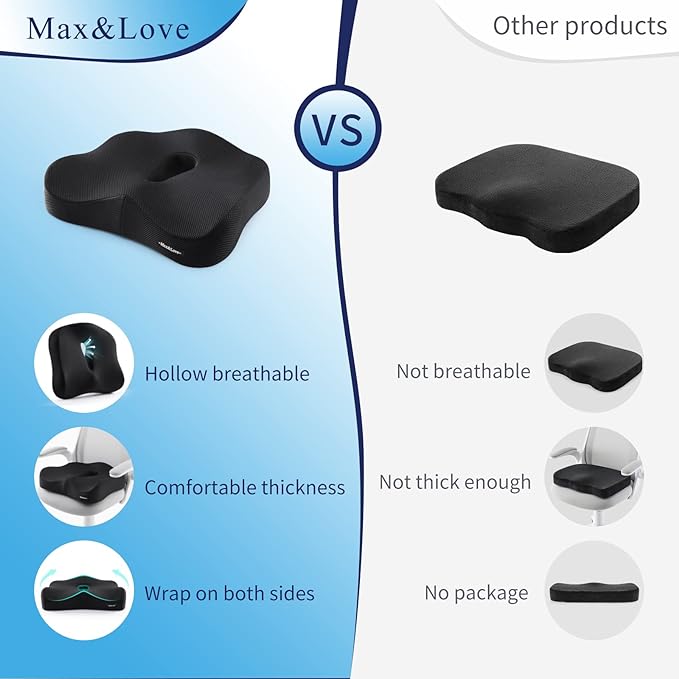 Memory Foam Seat Chair Cushion for Relieves Back Sciatica Pain Tailbone Pain - Image 5