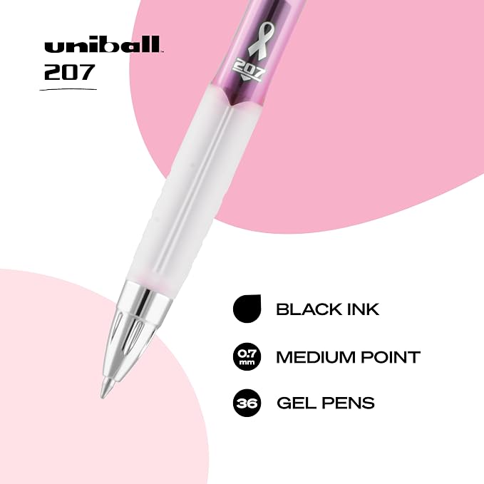 uniball 207 Pink Ribbon Retractable Gel Pens, Medium Point, 36 Pack - Image 5