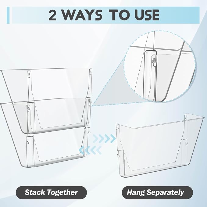 Gawerk Clear Acrylic Single Pocket, Plastic Hanging Wall Mount File Holder - Image 3