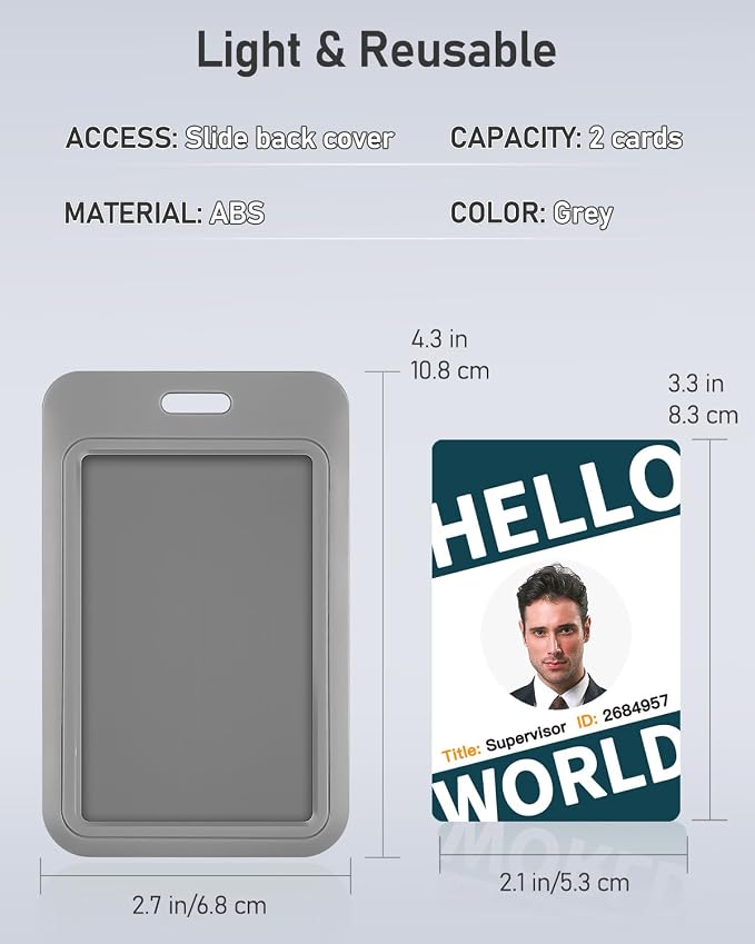 Uniclife 1 Pack Sliding ID Badge Holder Vertical Hard Plastic Case - Image 7
