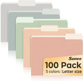 SUNEE File Folders Letter Size Pastel Colors, 100 Pack Manilla Folders 8.5 x 11 by SUNEE