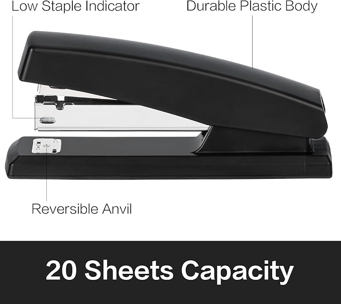 Deli Stapler, Desktop Stapler, Office Staplers, 25 Sheet Capacity, Includes - Image 2