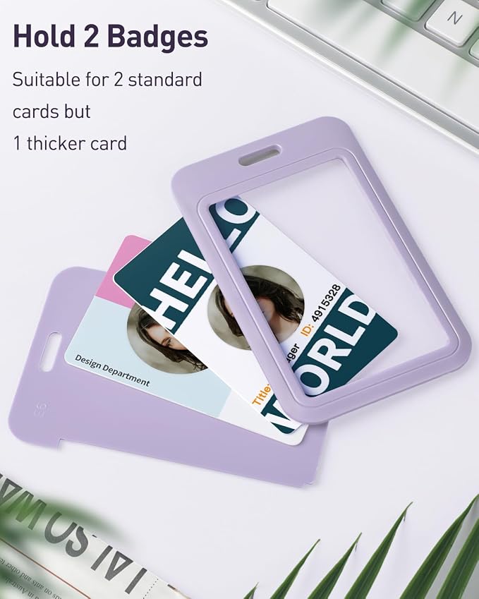 Uniclife 3 Pack Sliding ID Badge Holder Vertical Hard Plastic Case - Image 2