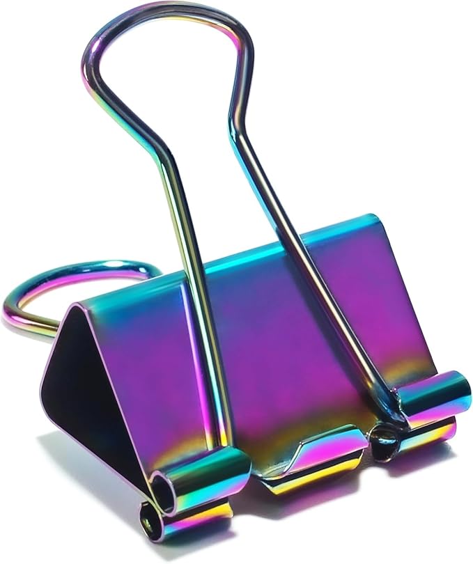 6 Pcs Rainbow Paper Clamps, Medium Binder Clips, 1.25 Inch Length by Unknown