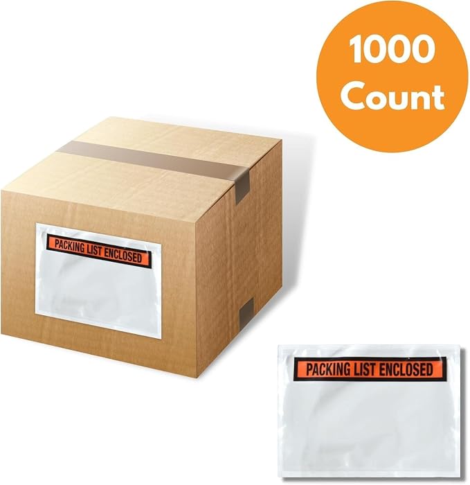 PSBM 1000 PCS 4.5 x 5.5 Inch Orange Panel Face Packing List Enclosed Envelopes - Image 7
