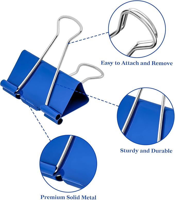 Temiary 12 Pcs Binder Clips, 2 Inch Large Metal Binder Paper Clip - Image 3