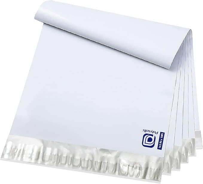 POLYSELLS 100 pcs 14.5x19 Inches White x Silver Poly Mailers Shipping Envelopes by POLYSELLS