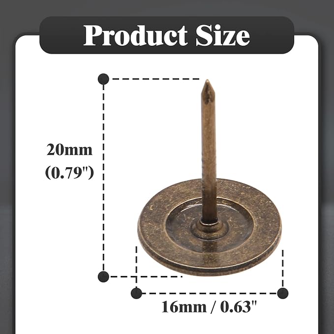Piutouyar 20mm / 0.8 Inch Flat Head Thumb Tacks, Bronze Vintage Style - Image 3