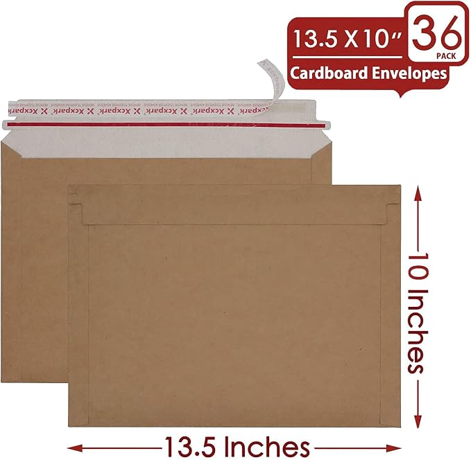 Xxcxpark 36 Pack Brown Kraft Rigid Mailers 10 x 13.5 inches, Self Seal Photo - Image 2
