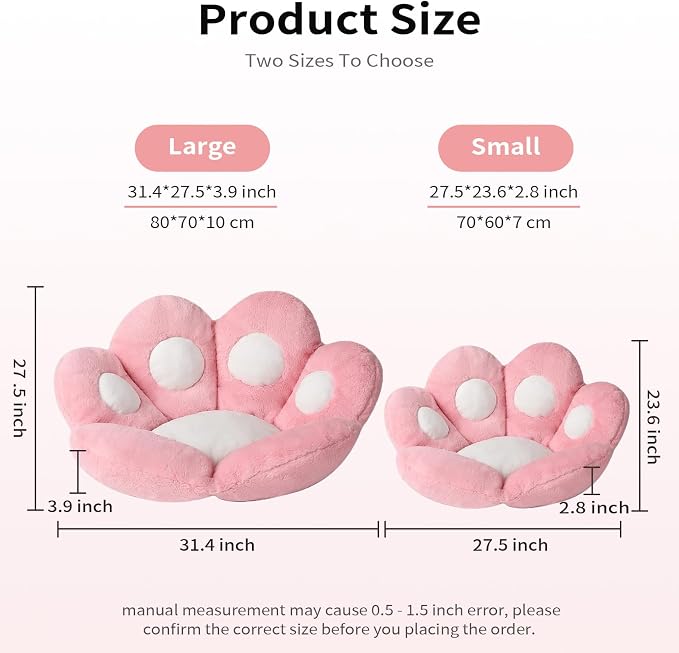 Ditucu Cat Paw Cushion Kawaii Chair Cushions 31.4 x 27.5 inch Cute Stuff Seat - Image 3