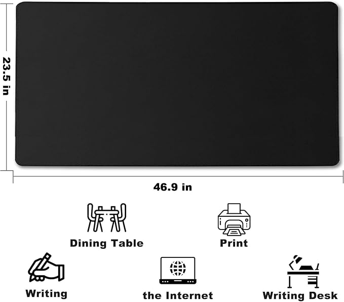 46.9" x 23.5" Waterproof Fabric Desk Pad, Rubber Anti-Slip Base, Stitched Edges - Image 2