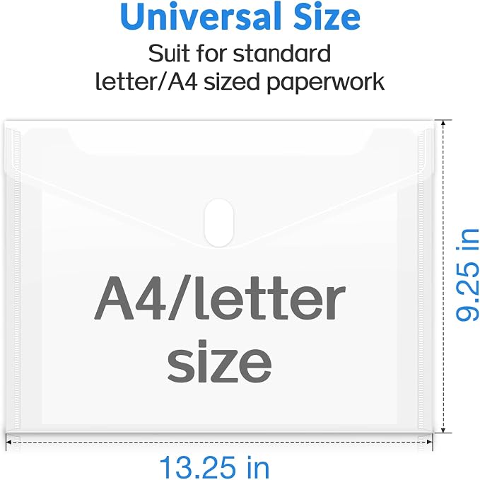 Sooez 10 Pack Plastic Envelopes File Folders, Rainforced Clear Folder Important - Image 6