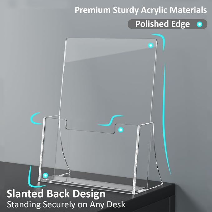Acrylic Brochure Holder 6 x 9 Inch, 6 Pack Clear Acrylic Flyer Holder, Pamphlet - Image 3