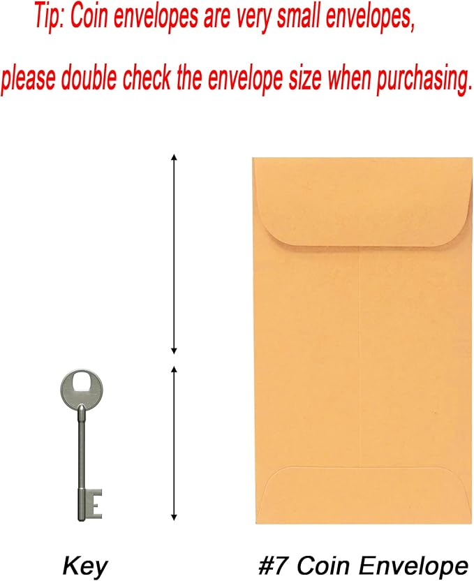 Xxcxpark 200PCS #7 Coin Envelopes 3.5x6.5 inches Brown Kraft Envelopes Classic - Image 2