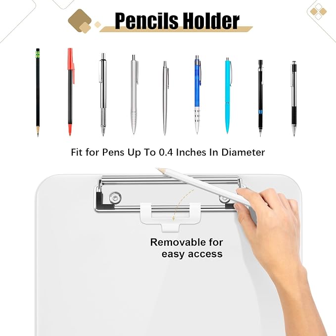 Hongri Plastic Clipboard with Pen Holder, Nurses and Women, Low Profile Clip - Image 2