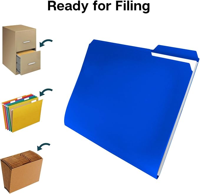 Dunwell Plastic Colored File Folders, 1/3 Tab Filing Folders - Image 6