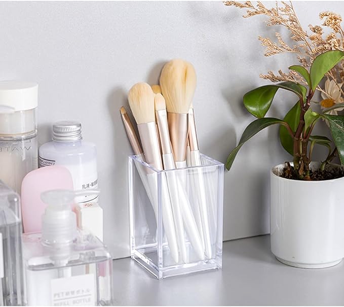 HSYMQ Clear Acrylic Pencil Pen Holder Cup, Acrylic Desk Accessories, Stationery - Image 5