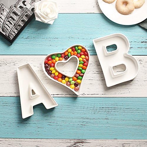 Coffeezone Small Porcelain Candy Dishes Letter Shaped Mini Nuts Plate - Image 5