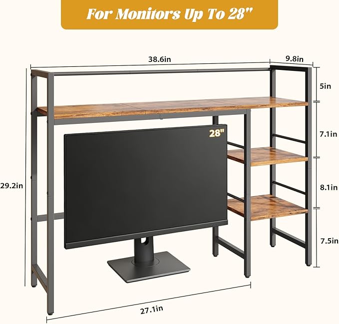 HavenlyYouth Desk Shelf, 38.6 Inch Wood Desk Organizer Shelf - Image 3
