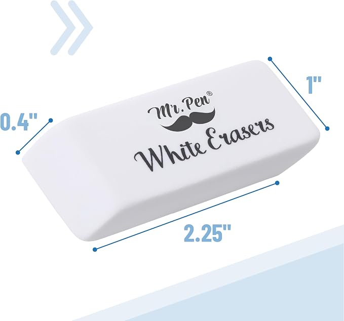 Mr. Pen- White Pencil Eraser, 100 Pack | Large Latex Free Block Erasers Bulk - Image 3