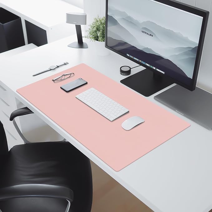 Leather Desk Pad Mat, Computer Pink Desk Mat Non-Slip, PU Large Mouse Pad - Image 6