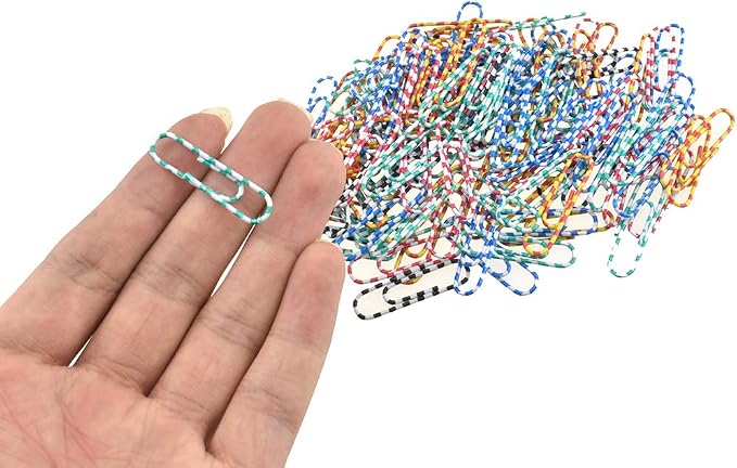 HAHIYO Paper Clips 1.3 inches Length Striped Paperclips Vinyl Coated Prevent by HAHIYO