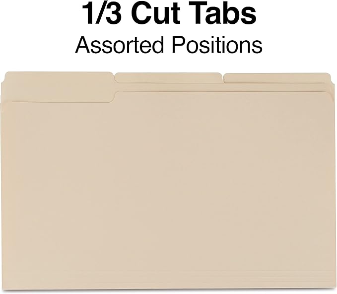 Staples File Folders, Legal Size, 1/3‑Cut Tabs, Durable Paper Stock, 200/Carton - Image 5