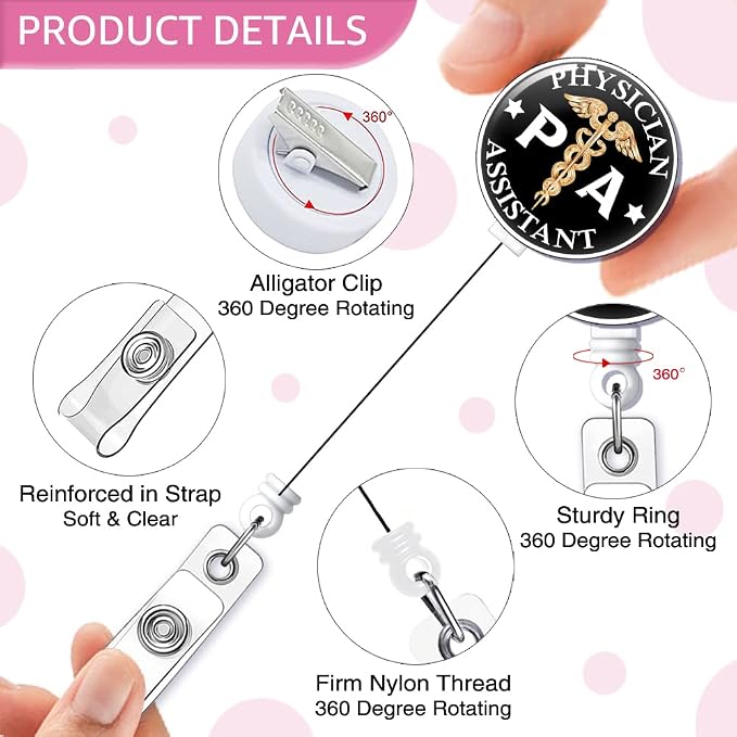 PA Physician Assistant Badge Reel Retractable - Image 3