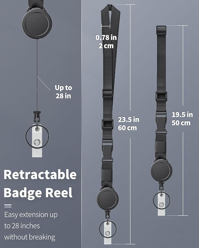 Uniclife 2 Pack Retractable Adjustable Lanyard Heavy Duty Neck Lanyard - Image 7