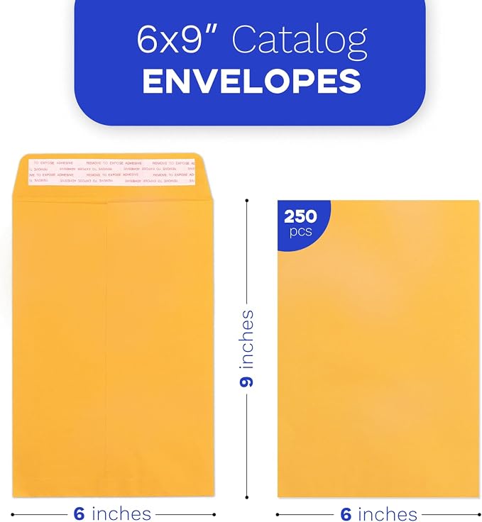 6x9 Manilla Envelopes Self Seal 250 PCS, Goefun Small Brown Kraft Catalog - Image 2