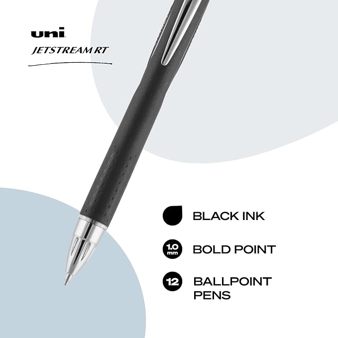 Uniball Jetstream RT 12 Pack, 1.0mm Bold Black, Wirecutter Best Pen, School Pens - Image 3