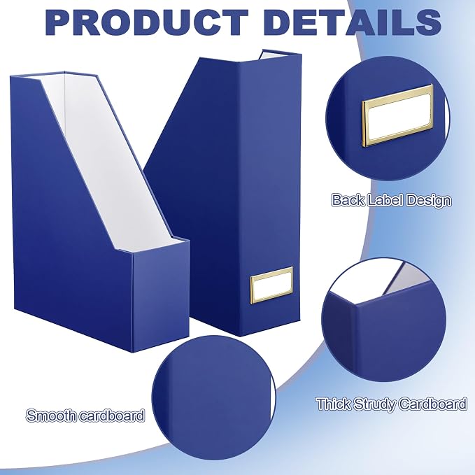Feifeiya Magazine File Holder Set of 6 Stylish Sturdy Cardboard File Boxes Desk - Image 3