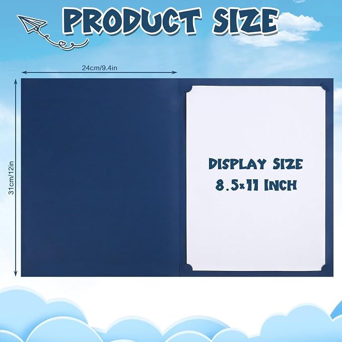 12 Pack Certificate Holders, 8.5 x 11 Inch | Hard cover, corner tabs, fits - Image 2