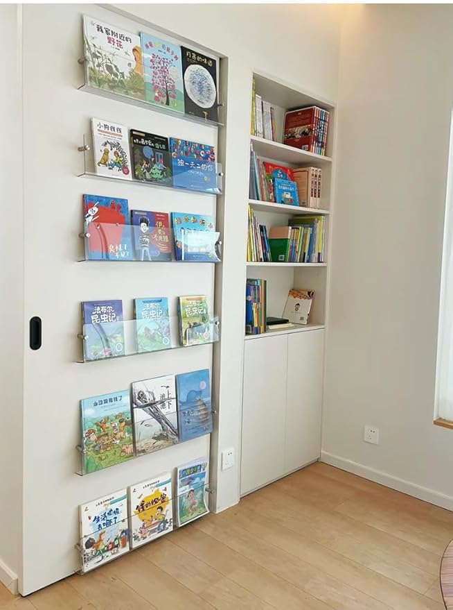 DuvinDD 2 Pack Acrylic Magazine Holder Rack Brochure Holder Wall Mount 24 inch - Image 6
