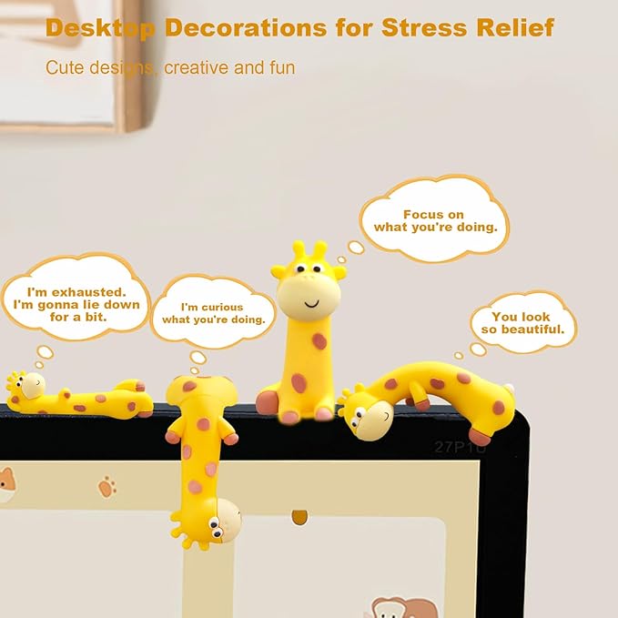 4 PCS Resin Giraffe Figurine Computer Monitor Decor, Cute Mini Goose Statues - Image 2