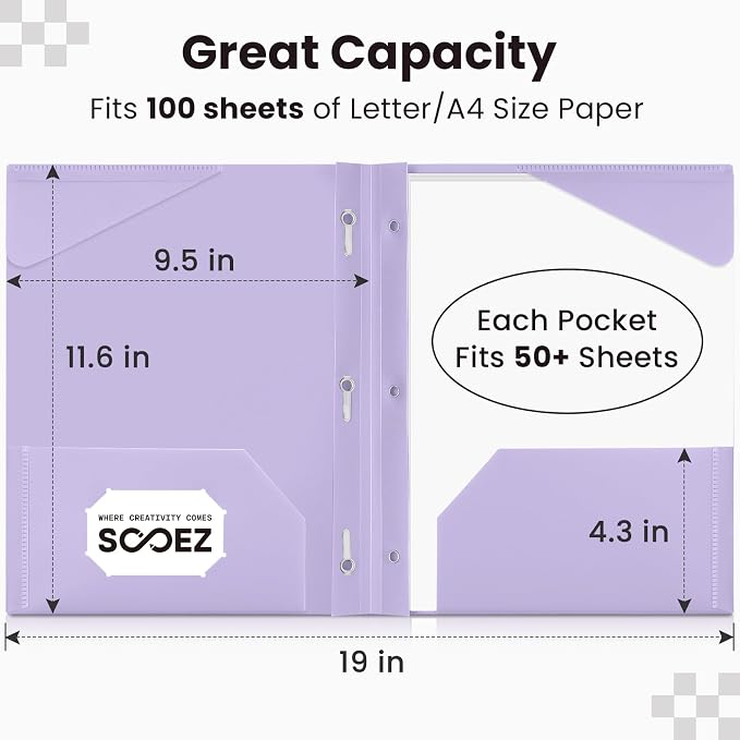 Sooez Folders with Pockets and Prong, 6 Pack, Pastels Colors, File Folders with - Image 4